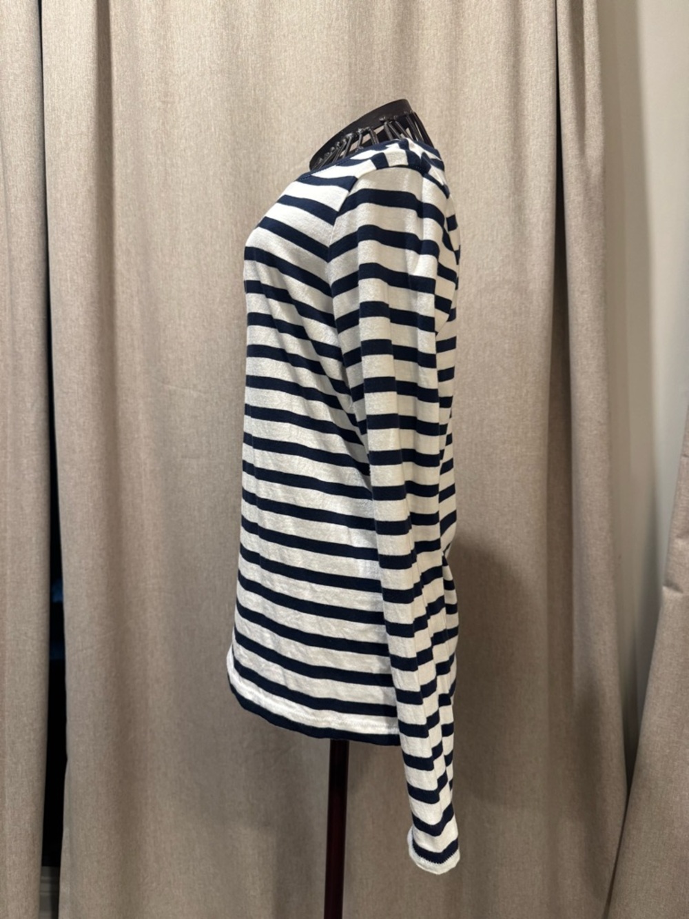 Madewell 100% Cotton Northside Long Sleeve Tee in Stripe Navy & White - XS - Picture 4 of 11